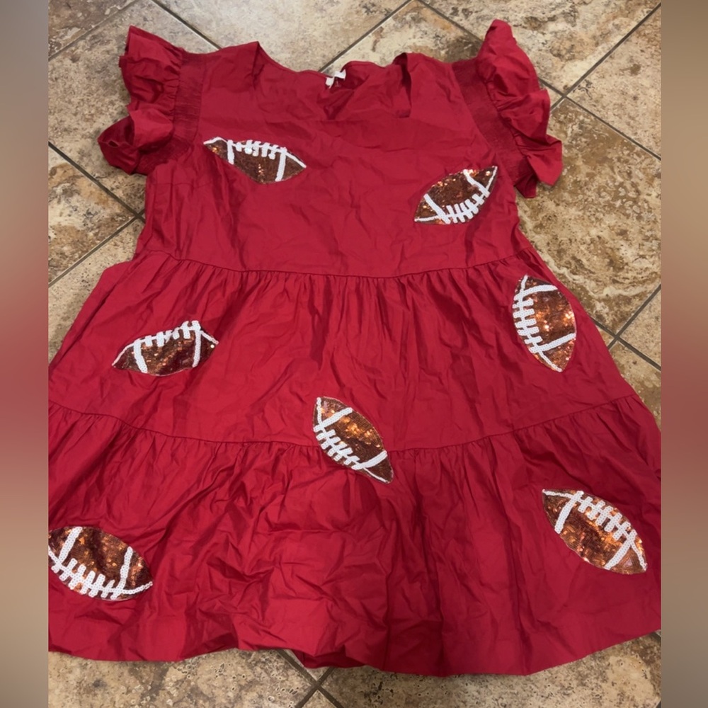 ODDY Red Football Embellished Midi Dress